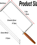 7.5 Inch Badass Cheese Slicer Kit Stainless Steel Wire Cutter With Wood Handle, includes extra wires for cheese slicing.