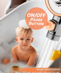 Child in bath with Powerful Filtered Shower Head With Handheld Spray For Skin And Hair Care, High Pressure Water Head