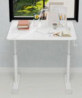 Smooth Hand Crank Standing Desk With 330 Lbs Heavy Duty Build And Effortless Manual Height Adjustment To Flex Your Home Office Vibe in white.