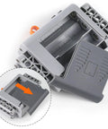 36 Pcs Power Functions Motor Set For STEM Building Blocks showing open AA battery box with detailed lid view