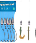 Texas Rig Bass Fishing Leaders Kit With Weights Hooks And Rigged Line For Weedless Texas Rig Setup Two Zero Hooks One Quarter Ounce Weight Five Pack Perfect For Wrapping Heavy Cover And Landing Monster Bass packaged display