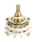 Band Selector Rotary Switch 2 Pole 11 Position, 2 Deck, 24 Pin, 9mm Thread, 6mm Shaft, shown in close-up with visible pins