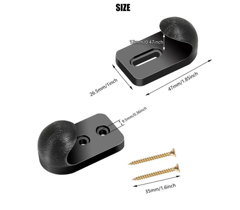 Vertical Skateboard Holder For Wall Display And Storage, 1 Pair Wall Mount Hangers with screws, dimensions shown