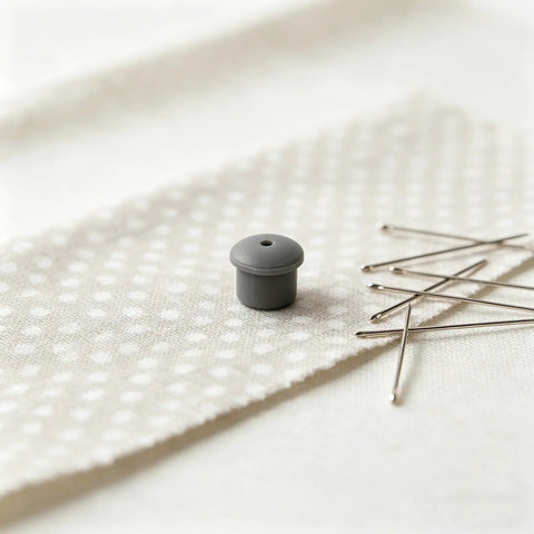 30 Pack Sewing Machine Rubber Needle Rod Covers With Silicone Grommet Plugs For Surface Protection And Precise Fit Pro Grade Replacement Parts For Professional Equipment Maintenance, grey plug on fabric with needles