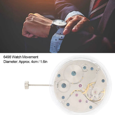 6498 Automatic Watch Movement Replacement Part, glossy alloy mechanism close-up, 40.6mm diameter for DIY repairs