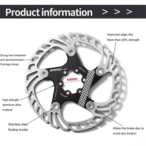 Floating Six Bolts Bike Disc Brake Rotor CNC Machined Stainless Steel For E Bike Road MTB BMX Gravel 160mm Black