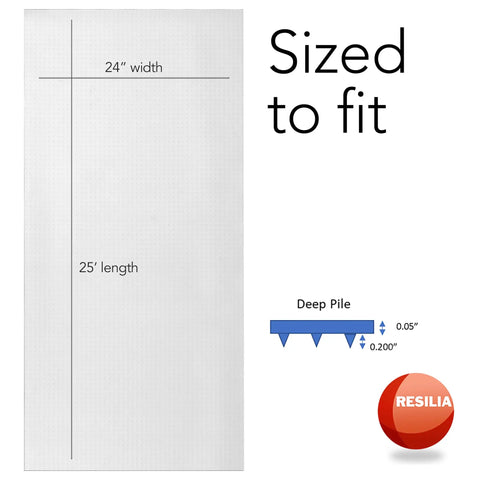 Industrial Deep Pile Carpet Runner With Crosshatch Pattern Non Slip Protector Mat Waterproof Clear Vinyl Floor Covering 24 Inches Wide By 25 Feet Long Made In USA size diagram