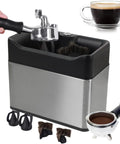 Game Changing Automatic Espresso Knock Box Operating As An Electric Portafilter Cleaner For Fast Coffee Puck Removal And No Sweat Cleanup.