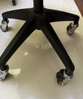 Swap Old Office Chair Wheels With This Set Of Five Slick Dual Wheel Casters That Roll Smooth And Silent On Wood Or Carpet Featuring Secure Threaded Stems For Easy Swapping, showing black chair base and dual wheel casters.