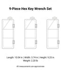 Rock Solid Pvc Hex Key Set With Secure Case That Keeps Nine Essential Wrenches Safe For Easy Furniture Assembly And Quick Home Repairs Without The Hassle Of Losing Your Tools Anywhere Around The House Or Garage Today. 9-piece PVC case, 10.04 x 3.74 x 9.25 in