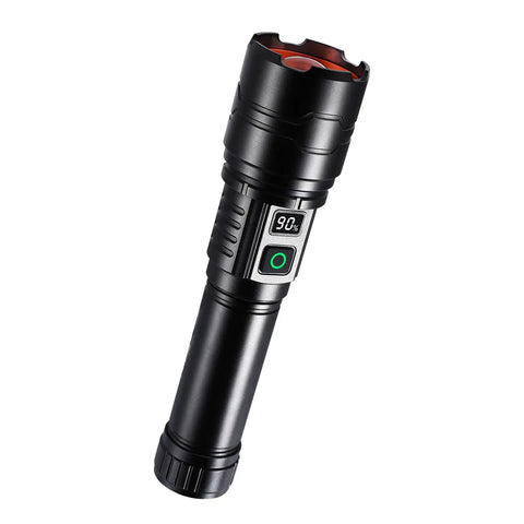 Rechargeable LED Flashlight With Zoomable Beam And Five Modes Including High Medium Low Strobe And SOS USB C Fast Charge Ultra Bright Tactical Light