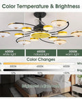 39 Inch Led Ceiling Fan With Light Remote showcasing color temperature adjustments: 3000K, 4500K, 6000K with style and brightness options.