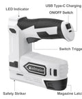 2 In 1 Cordless Electric Staple Gun And Brad Nailer Kit, 4V Lithium Ion Battery Powered Tacker with USB Charger, side view