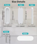 Self Adhesive Drawer Pull Handles 4 Inch White 4 Pack Durable Aluminum Alloy One Piece Construction No Rust Or Bending Dual Mount Quick Install Closet Door Knobs size details with screw and sticker mounts