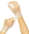 Gel Thumb And Wrist Support Brace being worn on both hands showing waterproof material and flexible design for pain relief and swelling.