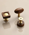 Kick Up Your Home Decor Game With Four Slick Bronze And Walnut Wood Cabinet Knobs Featuring Tight Vintage Style Brass Drawer Pulls For Kitchen And Dresser Cabinets ready to upgrade furniture.