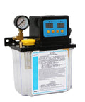 2L CNC Oil Lubrication Pump System with electromagnetic automatic lubrication dual display, front view, 110V-220V compatible.