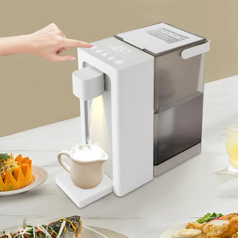 Game Changing Instant Hot Water Filter Dispenser Packs 1450 Watt Power With A 101 Oz Tank Heats Water In Three Seconds Flat Delivers Five Precise Temp Settings Snappy Led Display Secure Child Lock Perfect For Your Daily Coffee Routine Home Or Office White, dispensing hot water into a cup.
