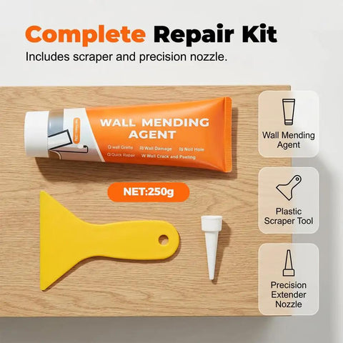 All In One Wall Patch Repair Kit With Scraper And Quick Dry Putty For Holes And Cracks, includes wall mending agent and tools