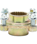 Beefy 4 Lug Rear Wheel Hub Adapter With 28 Tooth Spline Flange Rugged Steel Alloy Construction showing mounting hardware.