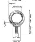 Heavy Duty Lifting Ring Eyebolts Set M8 x 14mm 304 Stainless Steel Threaded Eyebolts Eye Nut Fasteners with dimensions