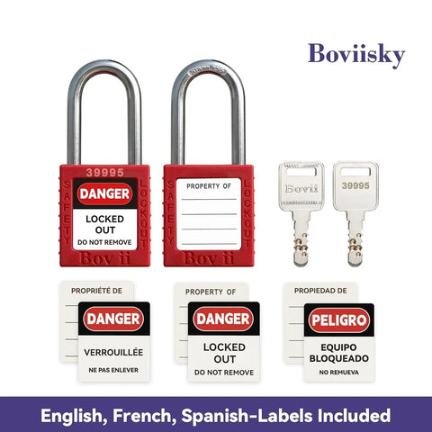 Lockout Tagout Station Wall Mount Board For Ten Safety Locks with red padlocks and bilingual danger labels