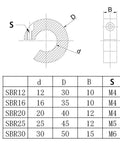 Six Pack Fixed Locking Shaft Collars Heavy Duty Carbon Steel Zinc Plated Corrosion Free Perfect For Linear Rails Motors Gearboxes SBR12 sizing chart