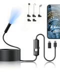 Portable Endoscope Camera With Light 1920P HD Borescope 8 LED Lights SemiRigid Snake Cable IP67 Waterproof For iOS And Android USB Type C And Micro USB Compatibility No Bluetooth Or WiFi Needed No BS Confined Space Inspection, with phone display