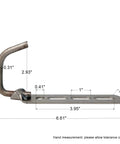 Universal Straight Exhaust Hanger Made From Welded Steel With Anti Rust Coating, side view with measurements, weld-in or bolt-on options