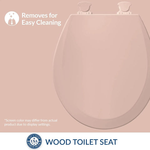 Toilet Seat With Easy Clean Hinges Round Venetian Pink 1 Pack For Deep Cleaning And Quick Release, soft pink color
