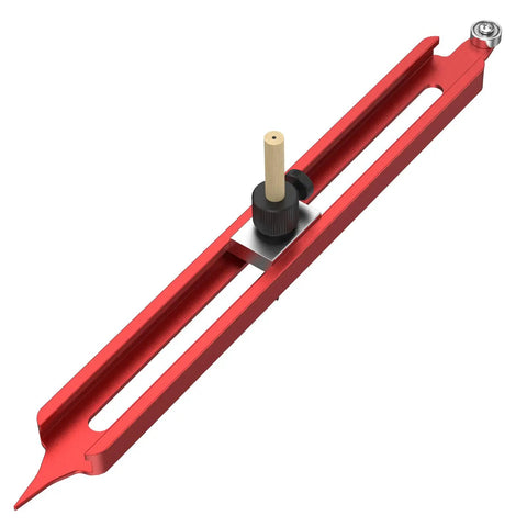 Dead On Aluminum Contour Gauge And Profile Scribe Tool With Snap Fit Pencil Holder For Bullseye Tracking showing a red aluminum layout tool.