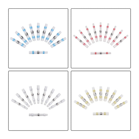 Ultimate 400 Piece Solder Seal Heat Shrink Butt Connector Kit With Waterproof Sealing Sleeve Terminals Perfect For Auto And Marine Wire Repair Jobs That Gotta Hold Tough Against Moisture And Dirt So You Can Wire Up Your Ride Like A Pro Today. assorted solder seal heat shrink butt connectors in blue, red, yellow, and clear