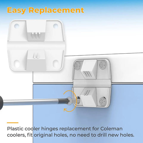 Cooler Hinges And Screws Replacement Set For Easy Cooler Repair, 4 Pack, Durable Plastic Components, Quick Install
