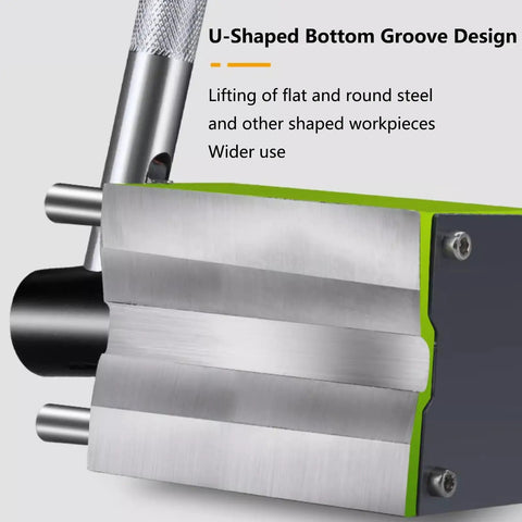 U-shaped bottom groove design of Badass Heavy Duty Neodymium Magnetic Lifter for lifting various steel shapes.