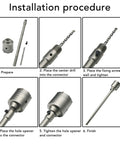 Heavy Duty Generic Concrete Hole Saw Kit With Tungsten Steel Blades For Drilling Big Holes In Brick Cement Stone And Wall Installations Efficiently, assembly steps
