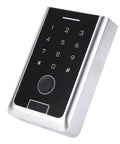 Top Shelf Outdoor Smart Fingerprint Keypad Door Access Controller With Rfid Card Swipe And Mobile App Remote Unlock close-up view with numeric keypad.