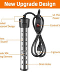 Heavy Duty Immersion Tank Water Heater Built Like A Tank With Rugged 304 Stainless Steel and Fully Waterproof Seal With Control Switch