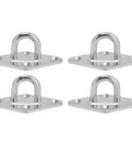 4 Pack Stainless Steel Pad Eye Hooks Set For Heavy Duty Ceiling Mounts And Wall Hangers, Snap Hooks And Pad Eye Plate Kit For Hammocks