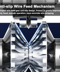 Close-up of anti-slip wire feed mechanism on Beast Drill Powered Wire Stripping Machine For Copper Recycling With Hand Crank 0.06 To 1 Inch Range Portable Aluminum Frame Peeler Heavy Duty Scrap Wire Cutter For Home Shop
