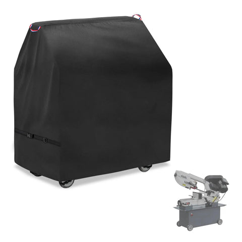 Beefy Dustproof Horizontal Bandsaw Cover for Metal Cutting Saws, 47.3x30x50 inches, black 600D Oxford cloth, covers bandsaw.