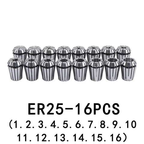 Premium ER25 Morse Taper Collet Chuck Set MT2 MT3 MT4 1 To 16mm Grip For CNC Milling And Lathe Tools shown with 16 precision collets.