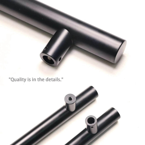 Close-up of 36-Inch Stainless Steel Push Pull Door Handle Black H Shape For Sliding Barn Doors And Commercial Heavy Duty Glass Showers SUS304