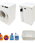 Straight Up Killer 1 12 Scale Miniature Electric Washer And Dryer Set Featuring Top Tier Mini Home Appliances with authentic detergent bottles and white basket.