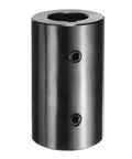 Heavy Duty Rigid Shaft Coupling Machined From Black Oxide Carbon Steel For Zero Slack Torque Transfer On 3D Printers And Motor Drivers, side view
