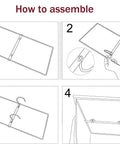 Assembly steps for Hanging Purse Organizer With 10 Pockets Grab And Go Nonwoven Closet Storage Bag with hooks and frame.