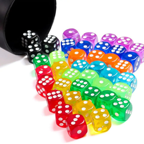 Cool 50 Piece Dice Set With 14mm Colorful 6 Sided Dice For Board Games Family Game Night Math Learning And Classroom Use Durable Acrylic