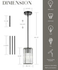 Diagram of Crystal Pendant Light With Gold Finish Mini Chandelier For Kitchen Dining Room And Bedroom Modern Hanging Fixture Featuring K9 Crystal Glam Luxury Ceiling Lamp dimensions