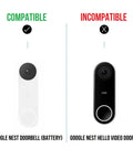 Image showing compatibility of the horizontal adjustable mount for Google Nest Doorbell Battery not for wired models.