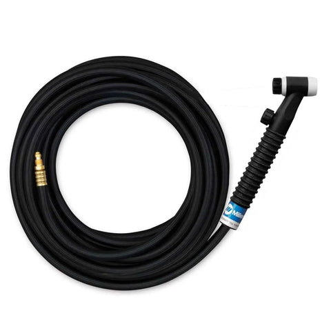 Handheld TIG Welding Torch Kit With Valve 25 Foot Mono Flex Braided Cable Air Cooled Diamond Grip Head WP-17V-25-MF