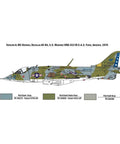 Side view of 1:72 AV8A Harrier Model Kit Unbuilt Plastic Aircraft Build Set For Scale Builders Featuring Dope Detailed Twin Engine Jet Bubble Glass Cockpit Double Tailfin Assembly Required Glue And Paint Not Included Diorama Ready with color scheme.